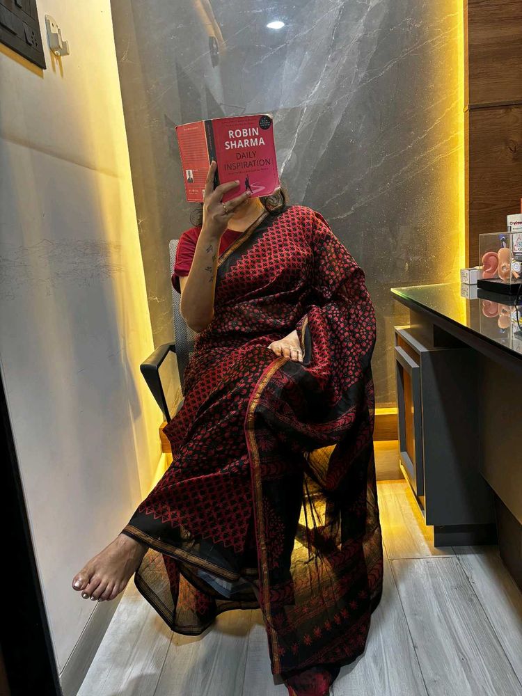 NEW &#39;Chanderi Cotton&#39; Saree with Blouse Piece🖤♥️