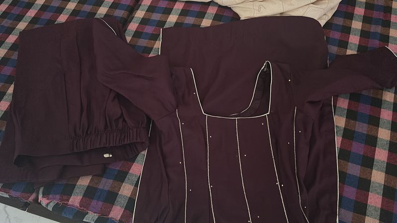 Purple Embroidered Indian Suit