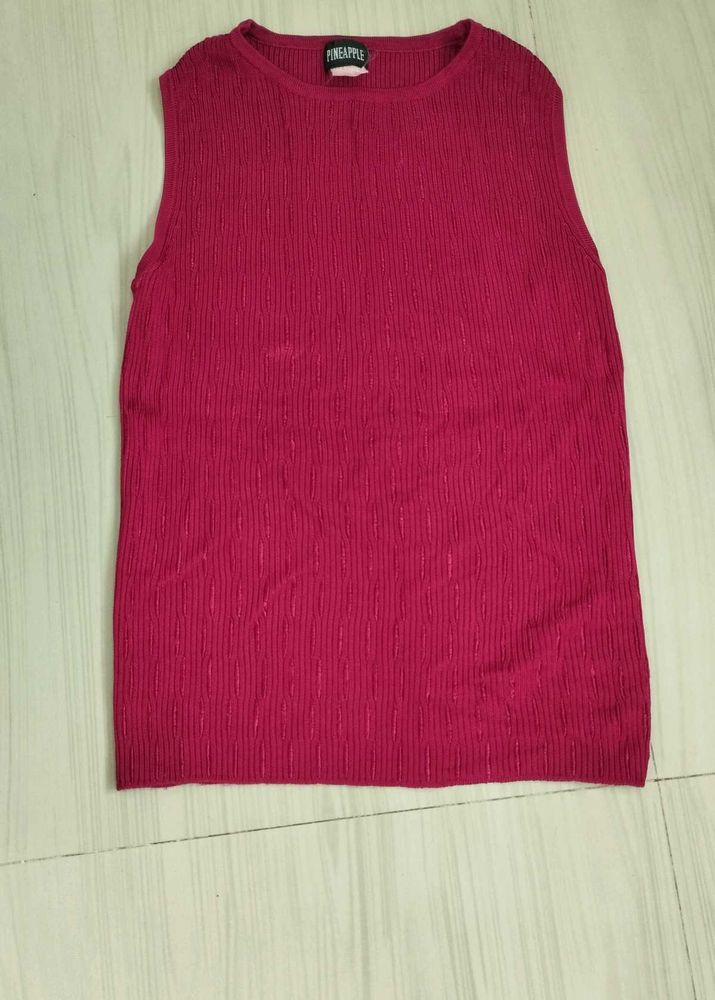Ribbed Sleeveless Top - Burgundy