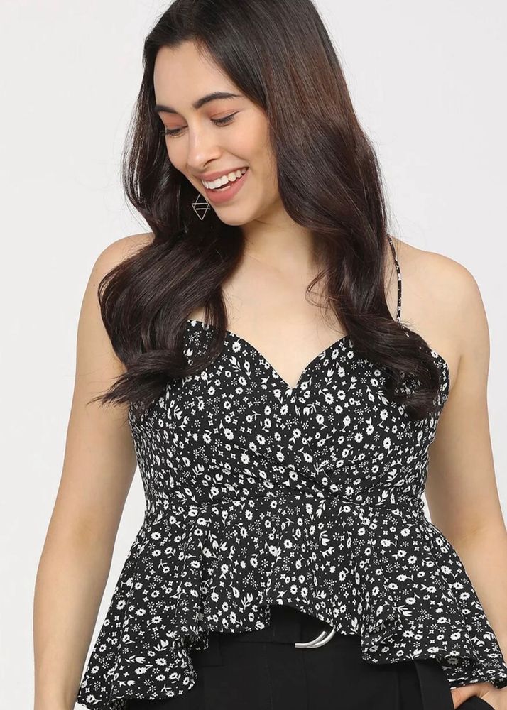Floral Print Peplum Top