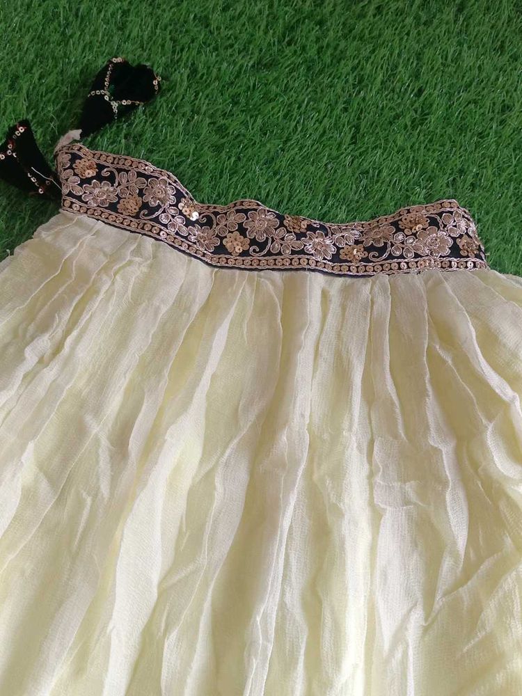 Ivory &amp; Gold Embroidered Skirt /Lehenga