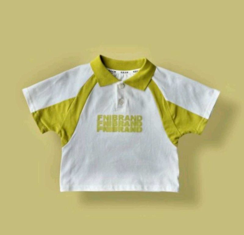 unisex Stylish White &amp; Yellow Polo
