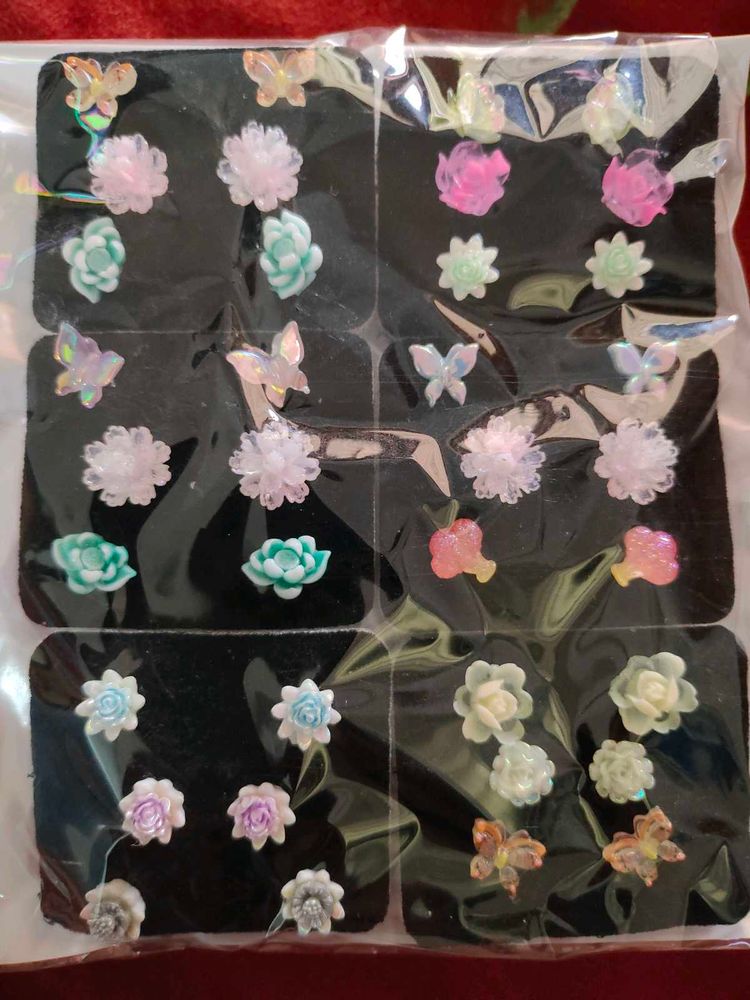 18 Pair Resin Flower and Butterfly Earrings