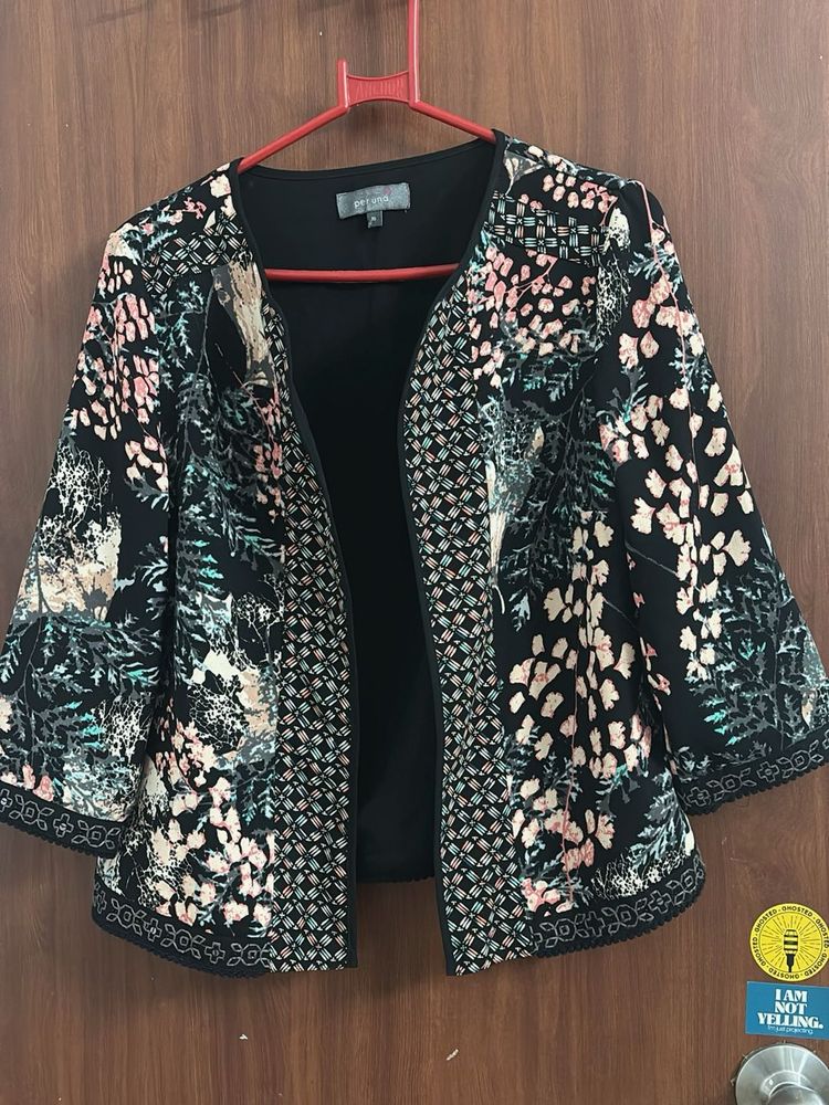Floral &amp; Geometric Print Optari Shrug