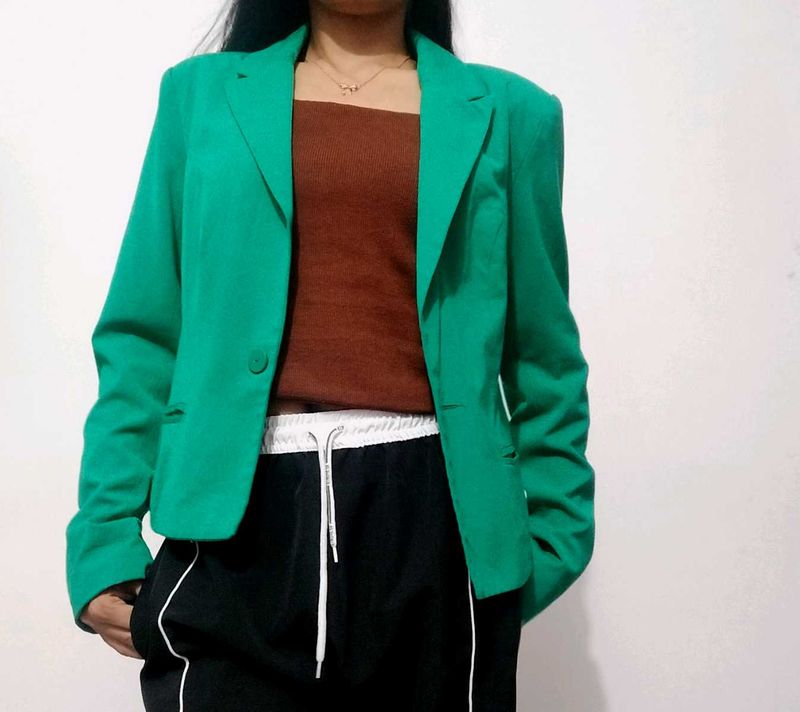 Green Cropped Blazer
