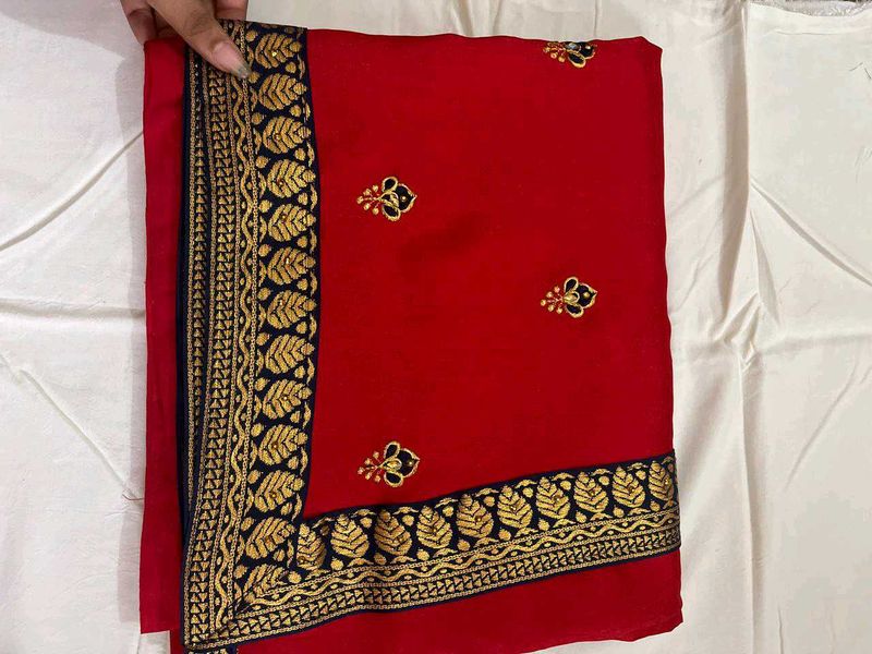 New red patches saree