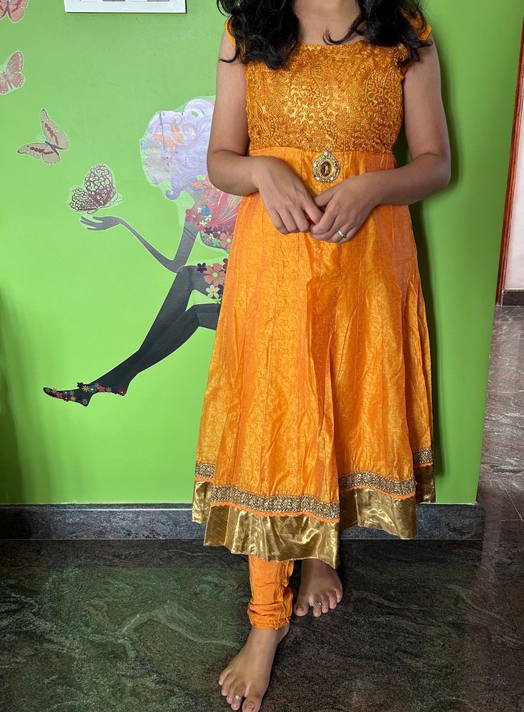 Orange Anarkali Suit
