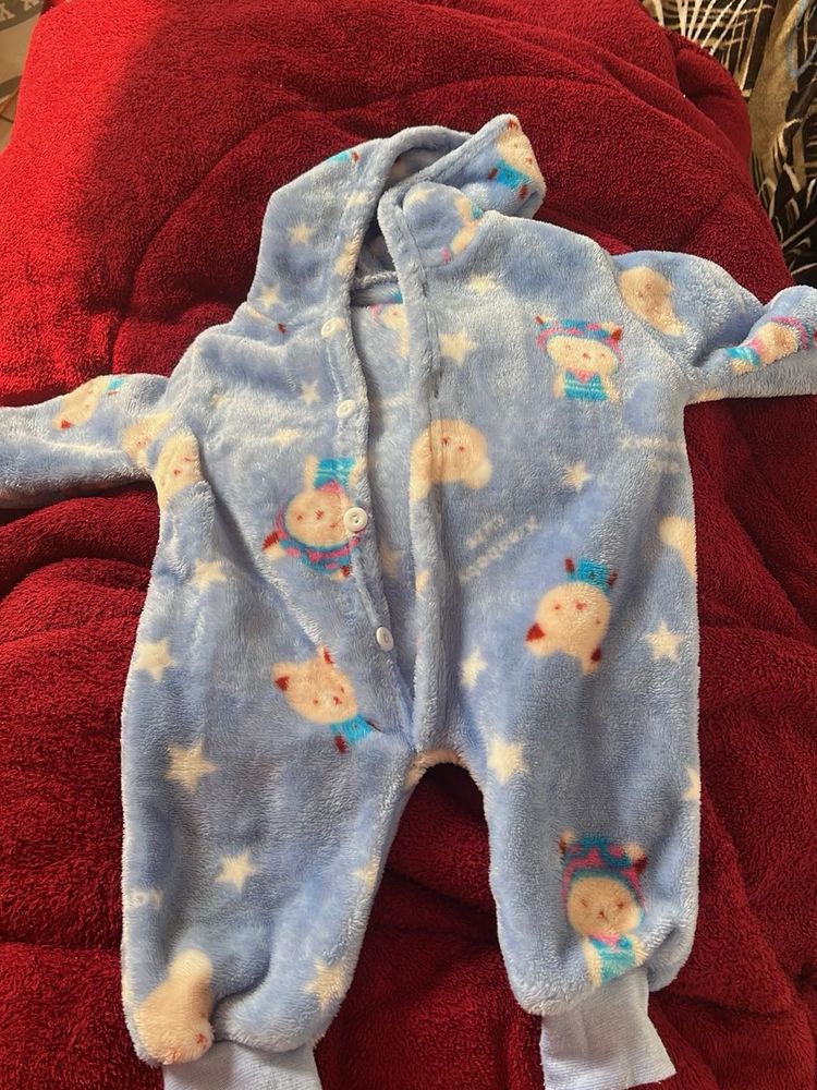Cute Baby Blue Fleece Onesie