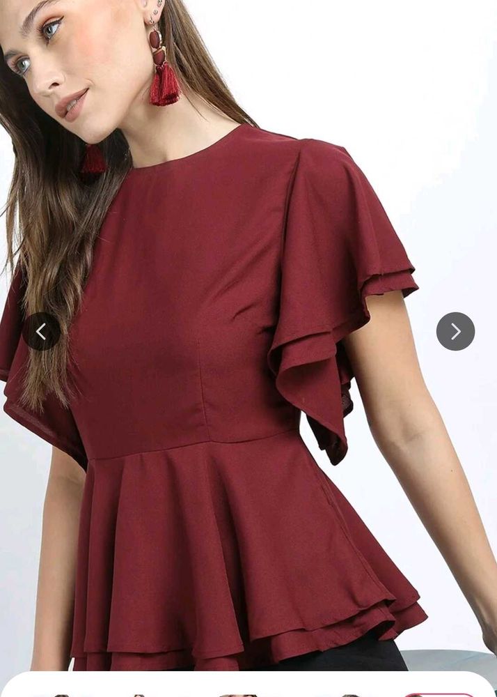 SALE 🔥Elegant Ruffled Sleeve Peplum Top