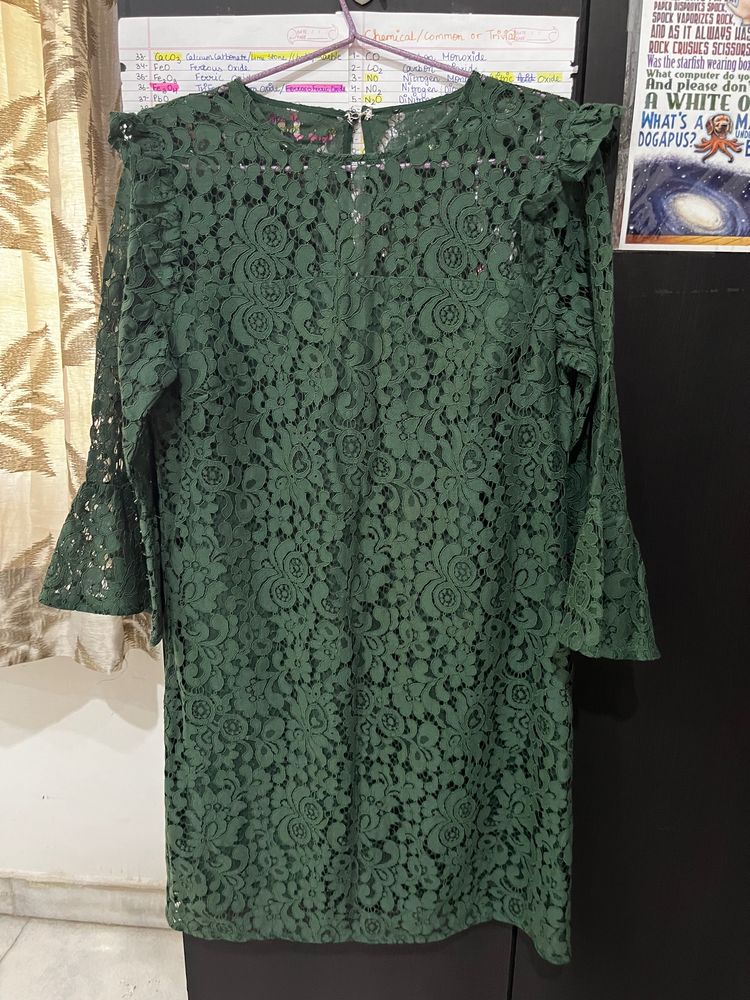 Green Net Dress, Super Trendy