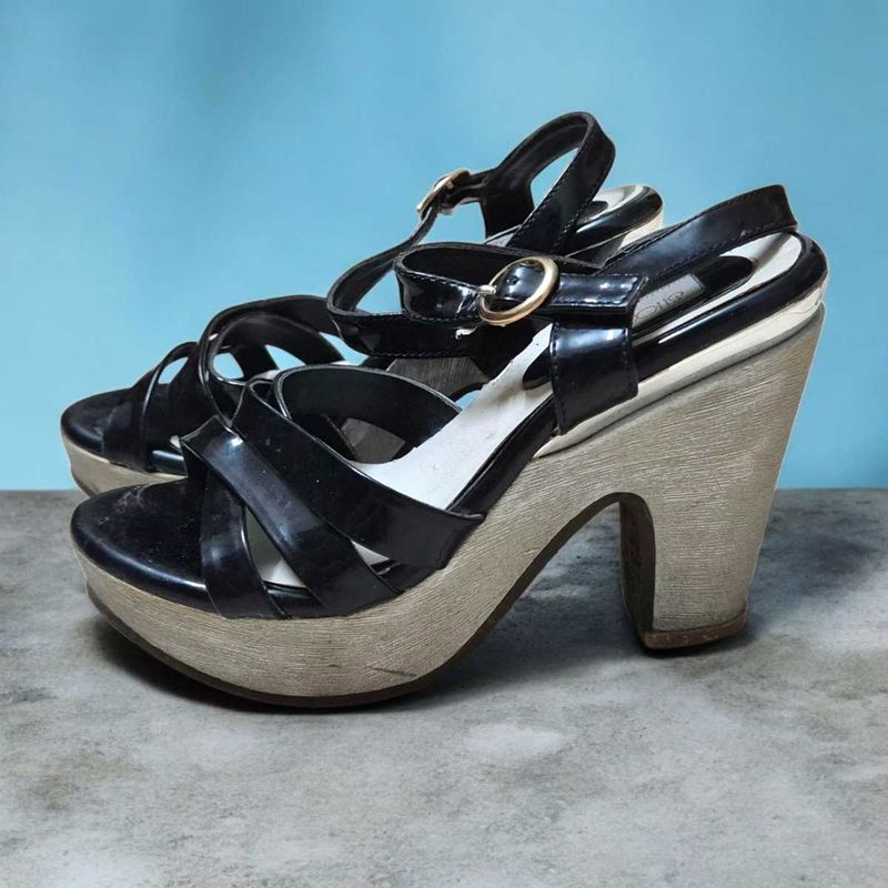 Stylish Black Platform Block Heel Sandals fr Women