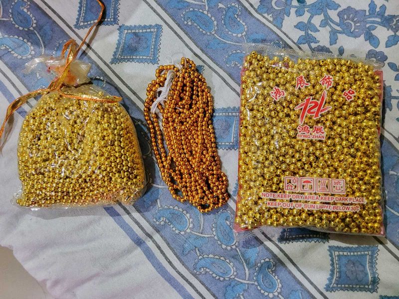 Golden Metallic Beads for Jewellery Making