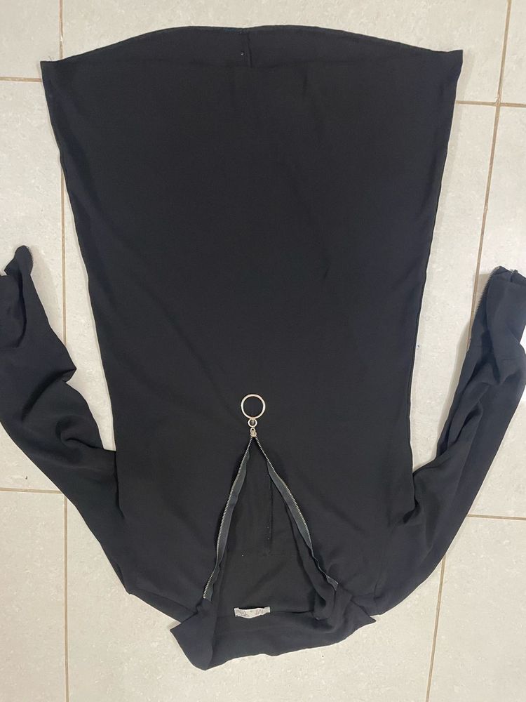 Chic Black Top with Ring Detail