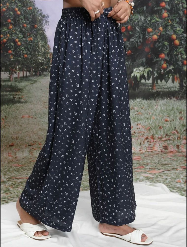 Floral Print Wide Leg Pants