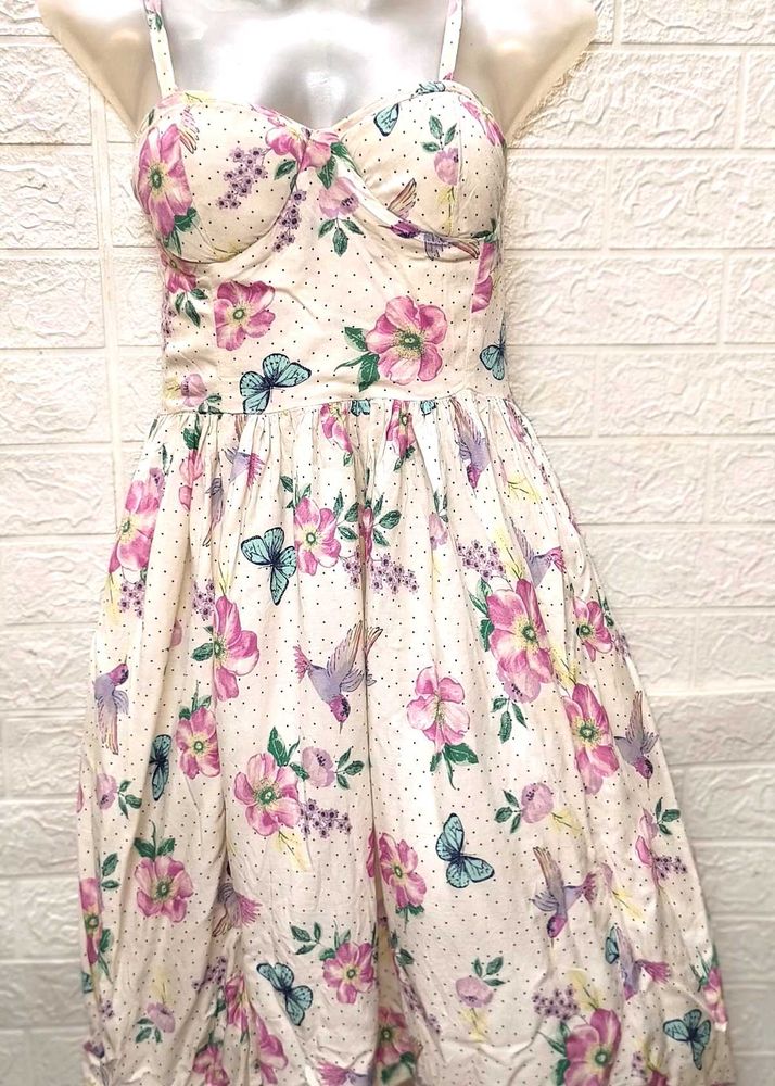 Floral Print Spaghetti Dress Medium Size