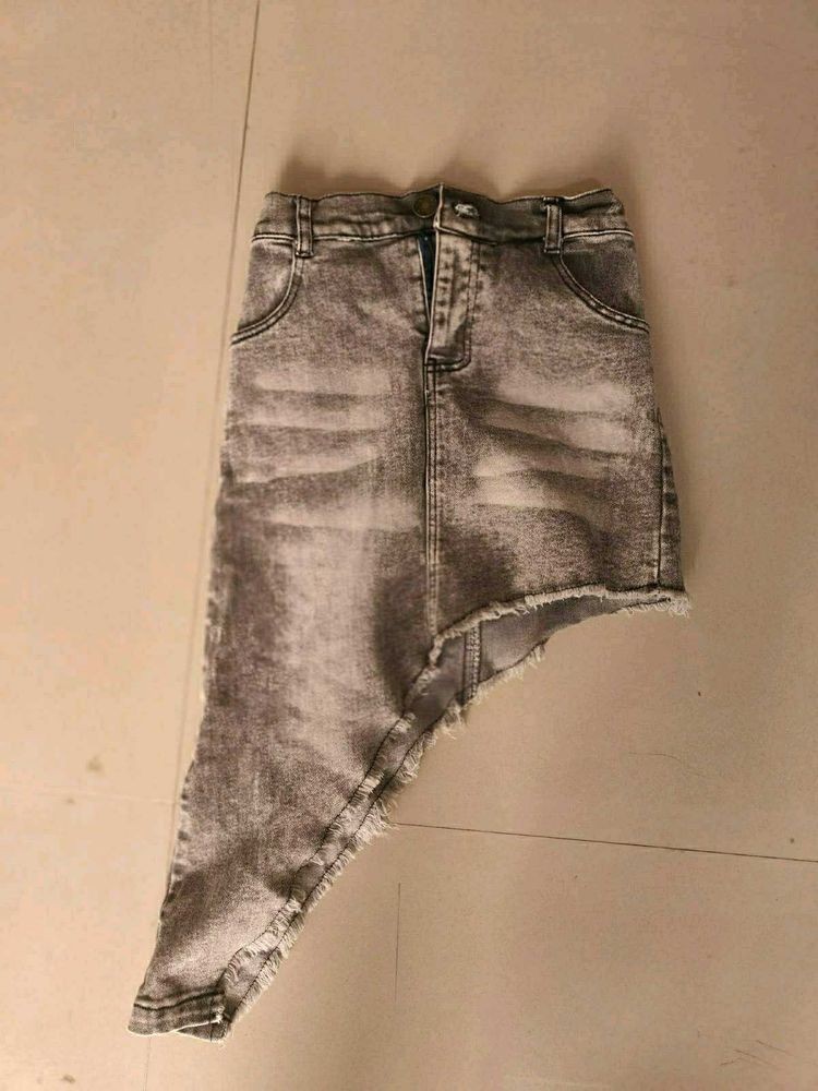 Asymmetric Denim Skirt