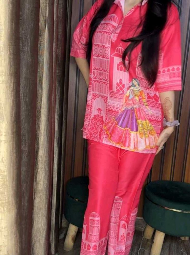 Pink Printed Co-ord Set