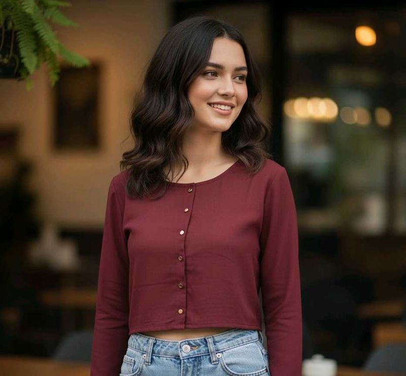 Burgundy Maroon Crop Top