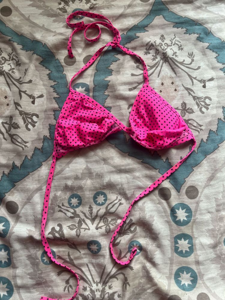 Pink Polka Dot Bikini Top