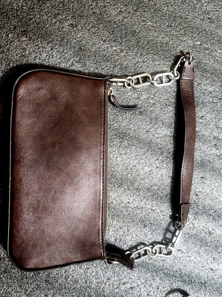 Brown Leather Chain Bag