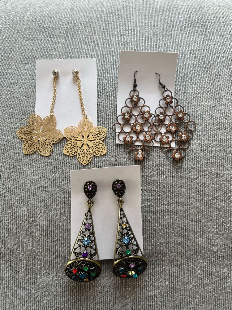 Set of 3 Large Dangling Earrings