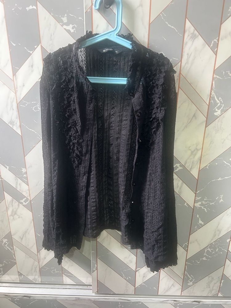 Lace Cardigan With Crystal Buttons