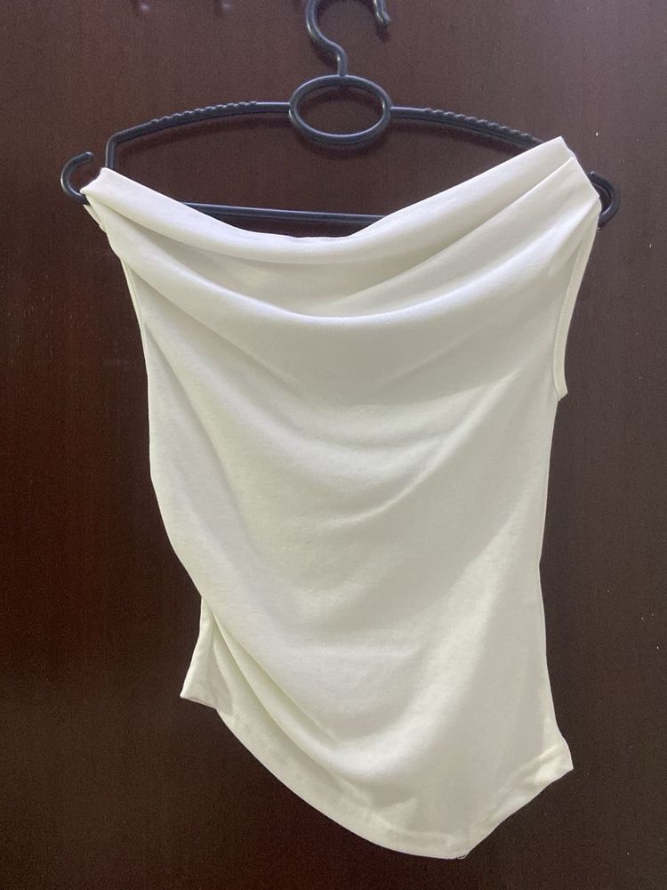 White Draped Sleeveless Top