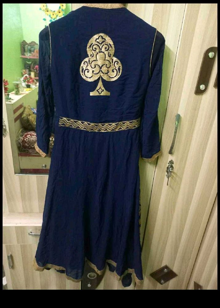 Elegant Navy Blue &amp; Gold Kurta