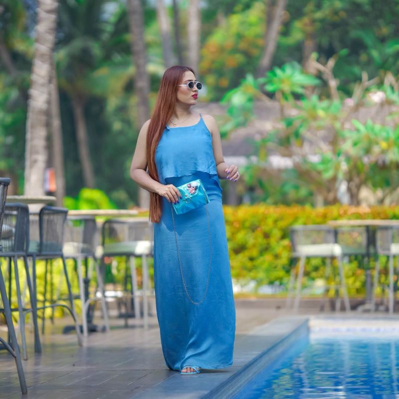 Blue layered maxi dress