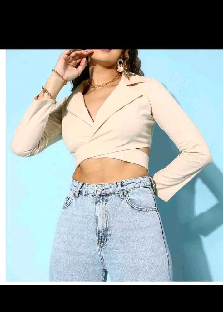 Beige waist wrap top