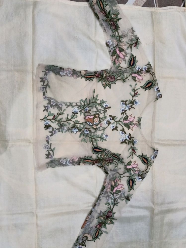 Floral Embroidered Sheer Top