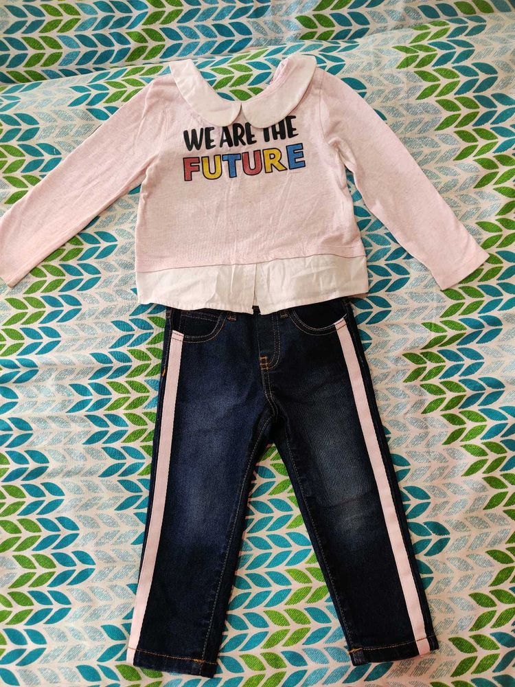 Babyhug Full Sleeve Top &amp;Pant Text Print