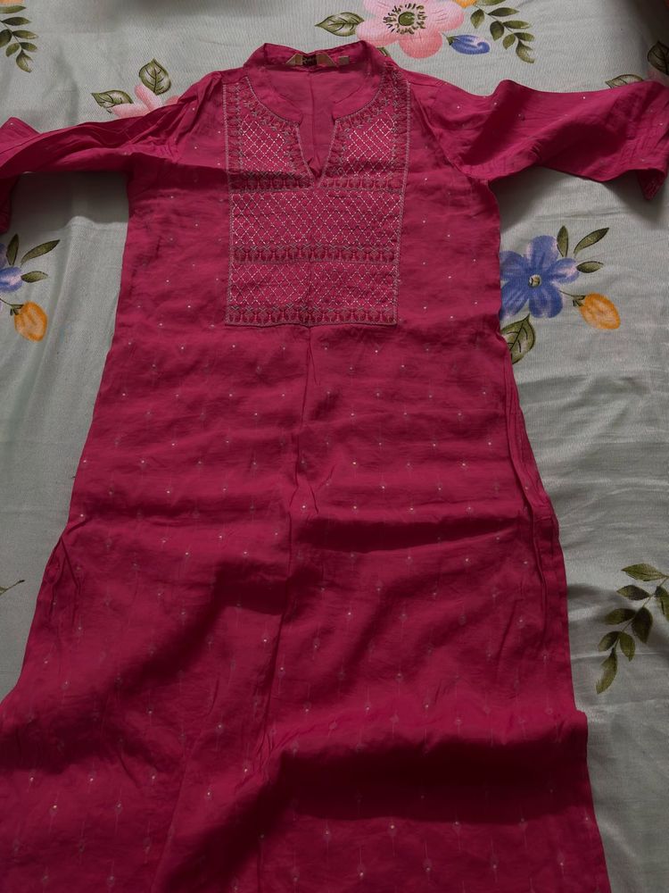 Pink Embroidered Kurti
