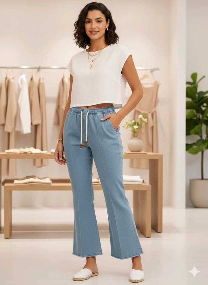Blue Flare Leg Pants