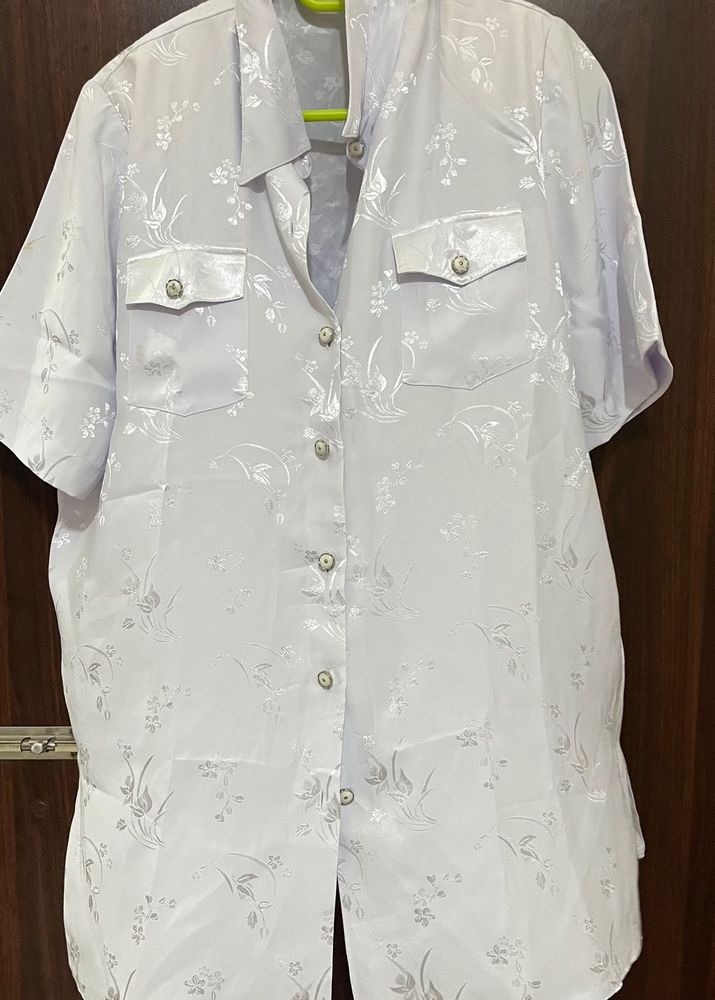 Pretty White Shirt / kurta Style Top For Men Women