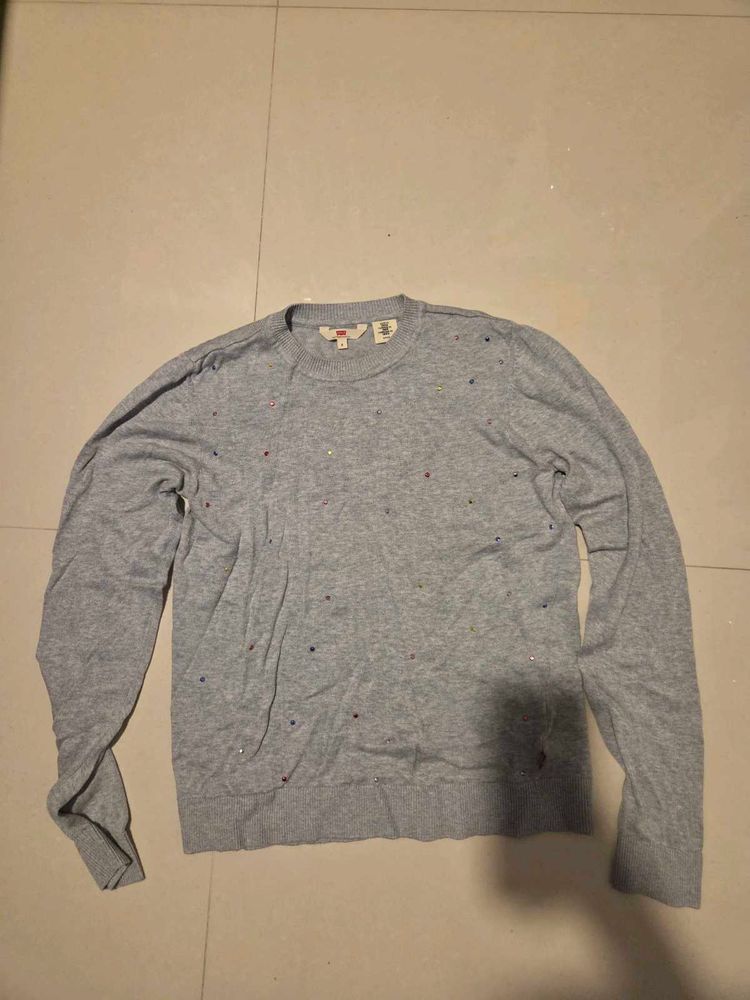 Levi&#39;s Gray Embellished Sweater