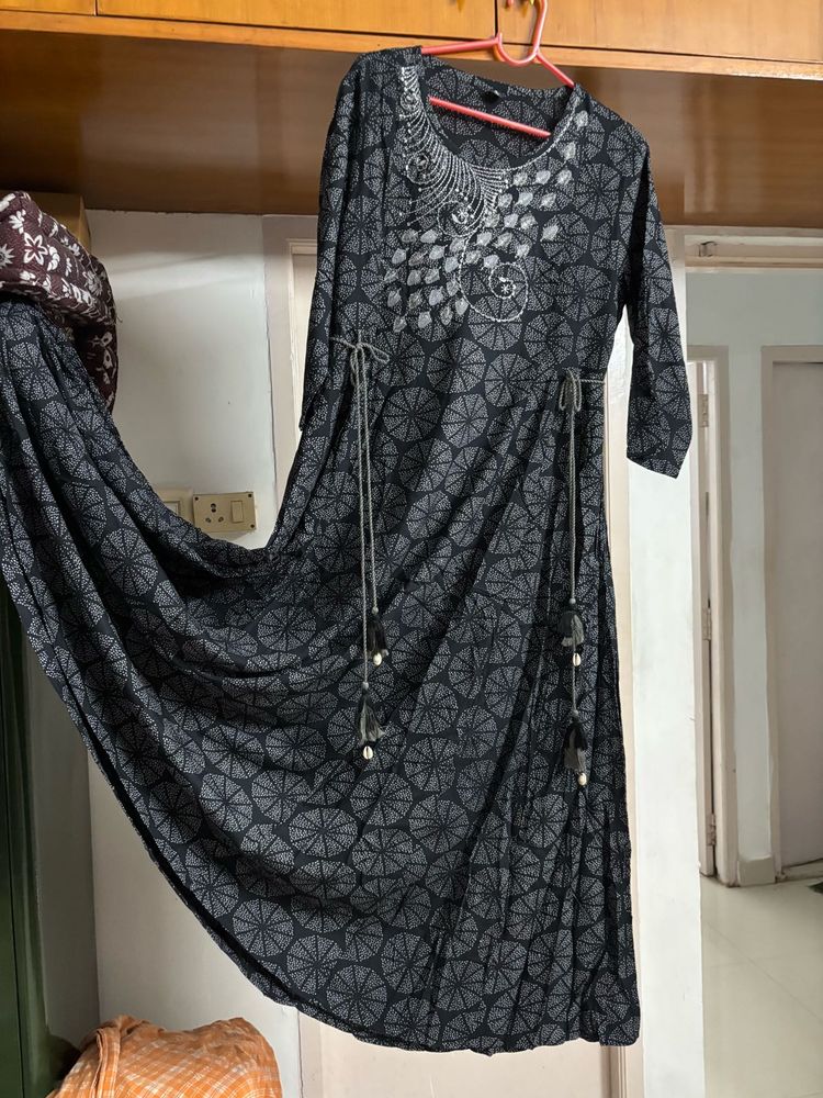 Ink Black Anarkali flare kurta gown