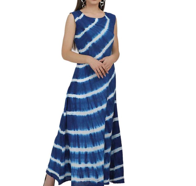 Stylish Blue Tie-Dye Maxi Dress