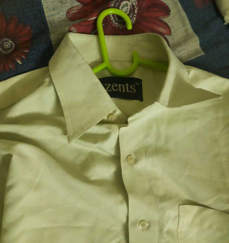 Zents Men's Formal Milk Green Shirt