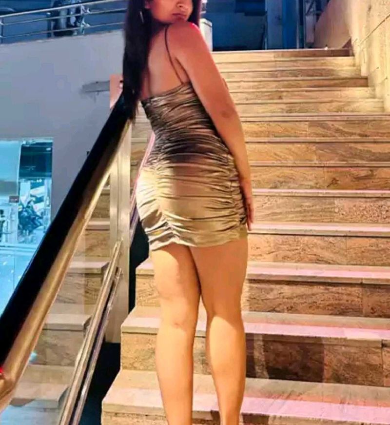 Price Dropped Metallic Ruched Party Hot Dress