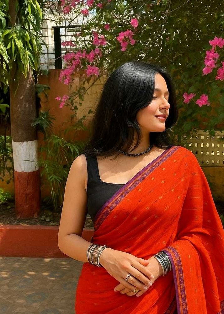 New Orange Embroidered Saree 🎶
