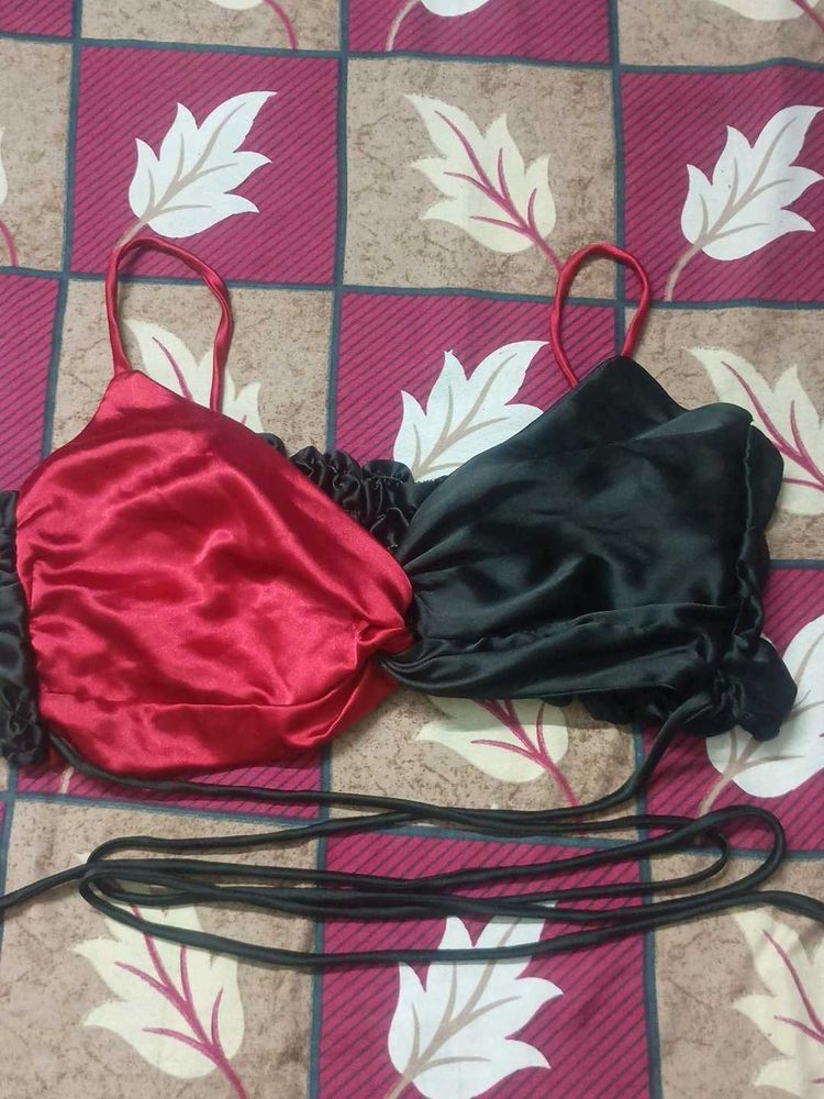 Red &amp; Black Party Crop Top