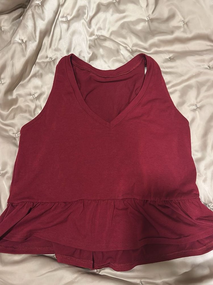 Maroon Peplum Tank Top