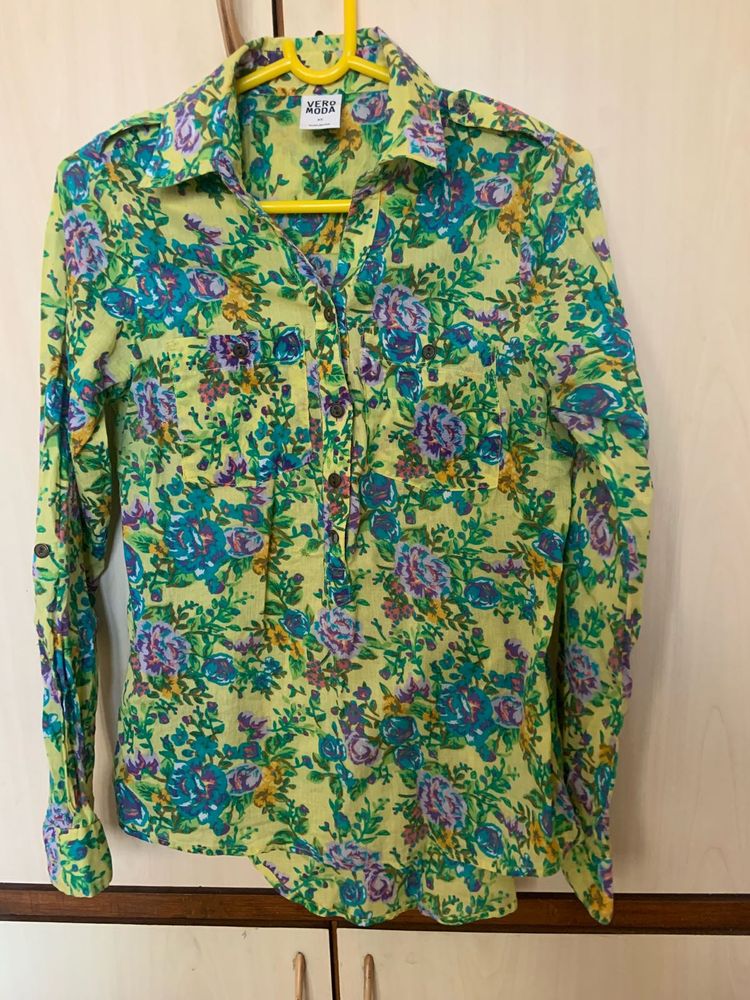 Vero Moda Floral Print Pure Cotton Top