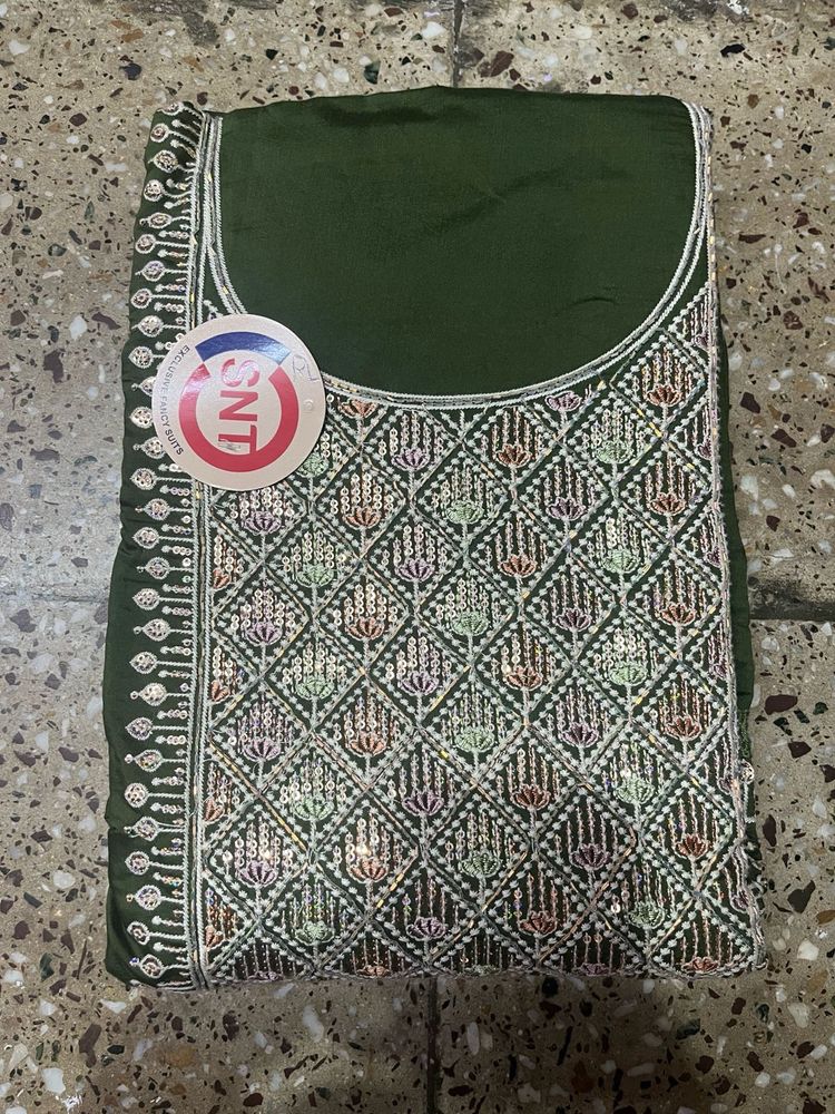 Olive Green Embroidered Salwar Kameez