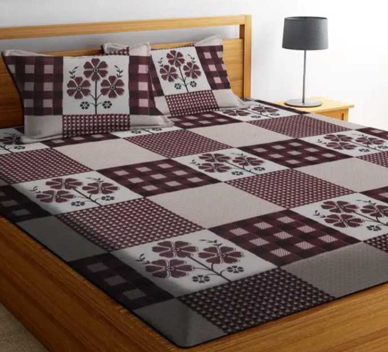 Cotton Double Bed Sheet With 2 PillowCover