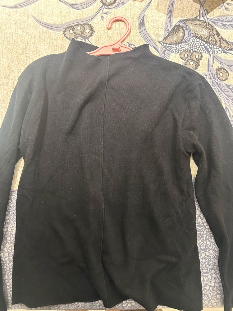 Black Mock Neck Long Sleeve Top
