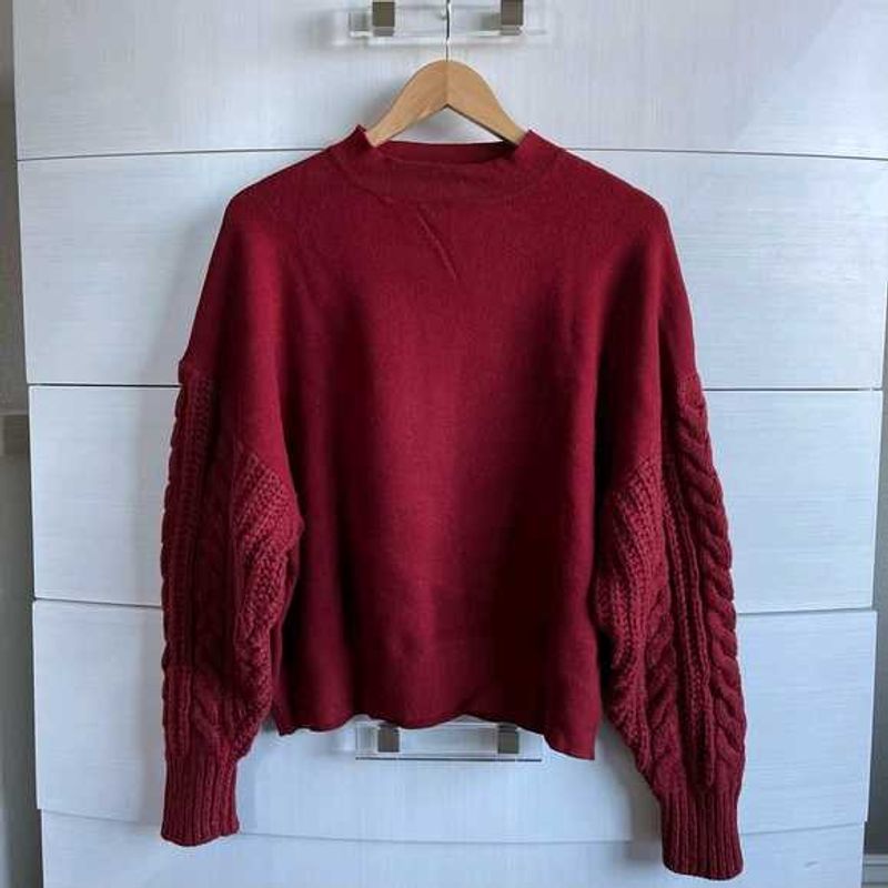 Burgundy Knit Pullover Sweater