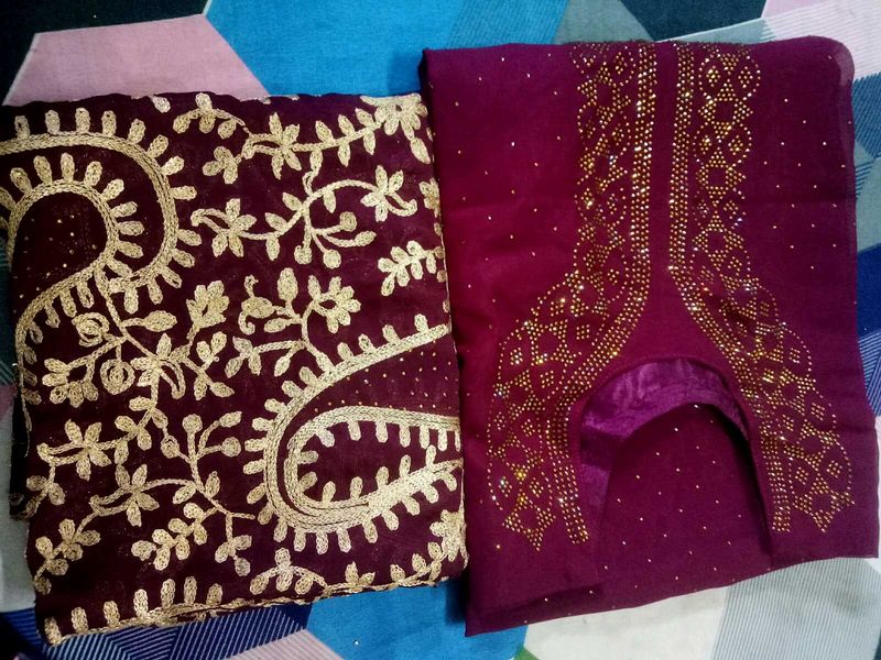 Embroidered Maroon Salwar Kameez Set