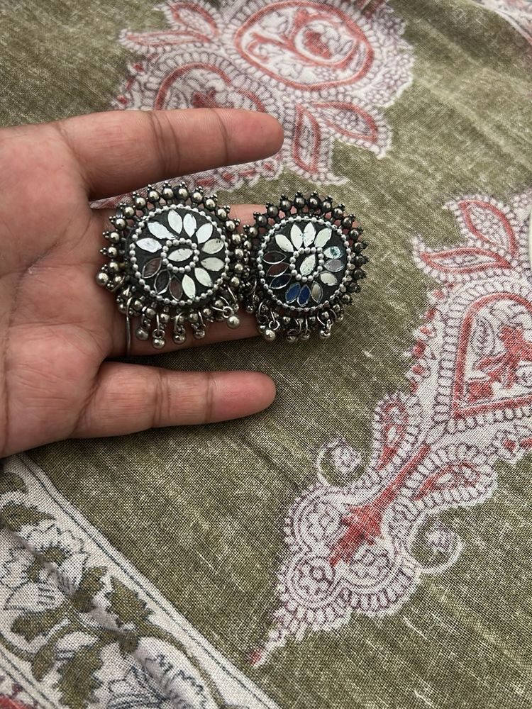 Statement Silver Mirror Earrings
